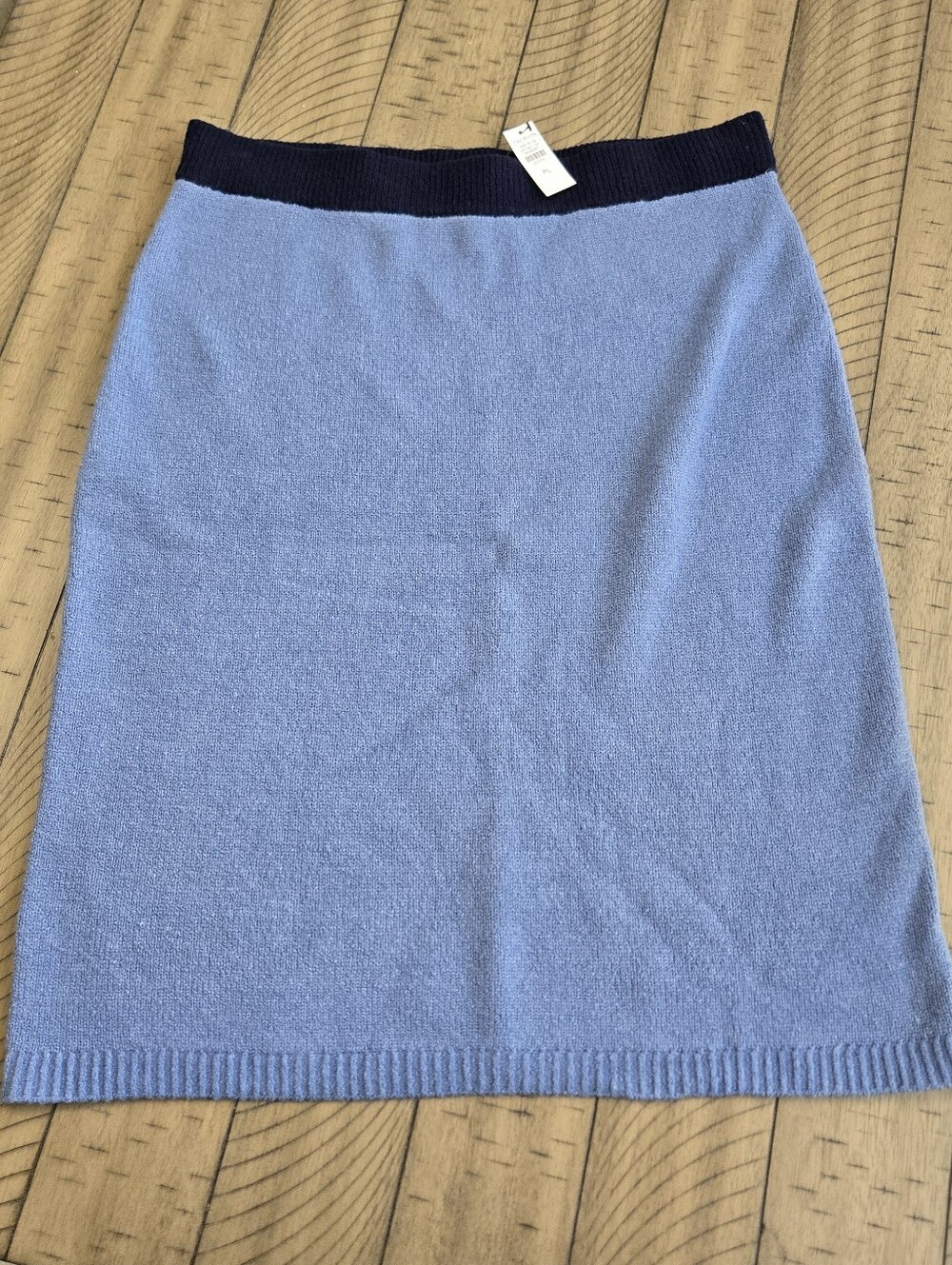 *NWT* Talbots Powder Blue Pencil Skirt with Navy Waistband